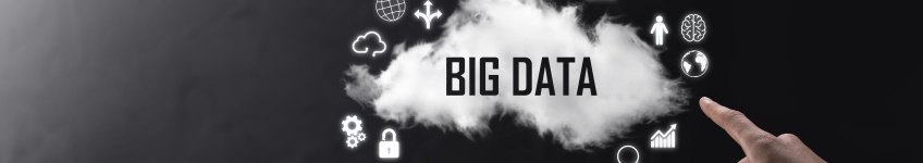 Zeigefinger der auf eine Wolke zeigt in der Big Data steht