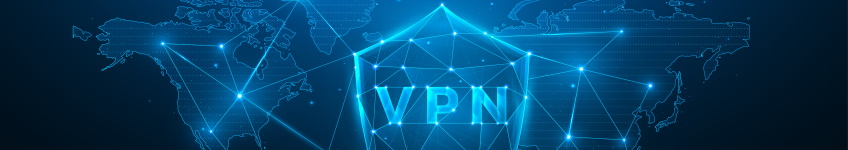 Schild aus Punkten und Linien mit dem Wort VPN in der Mitte