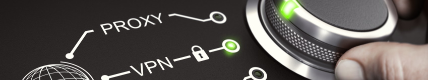 Drehknopf, Schriftzug Proxy  und VPN, VPN leuchtet grün